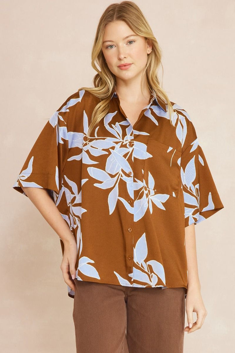 Leaf Me Alone Button Front Top | JQ Clothing Co.