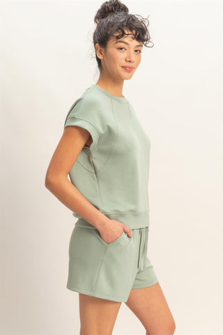 Crew Neck Sleeveless Top and Shorts Set
