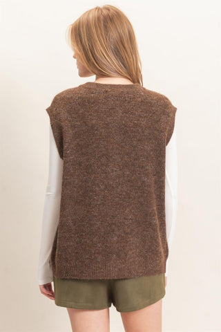 Sleeveless Button-Up Sweater Vest