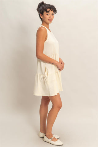 Sleeveless Crewneck Tiered Mini Dress