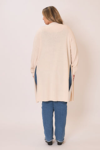 Knit Open Cardigan w/High Side Slits