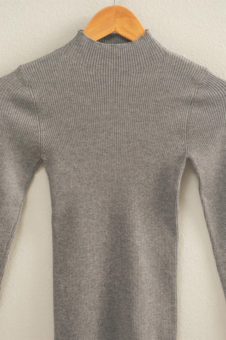 Ribbed Mock Neck LS Knit Top
