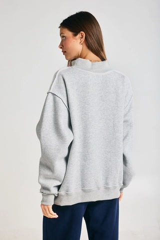 Embroidered "USA" Mock Neck Sweatshirt