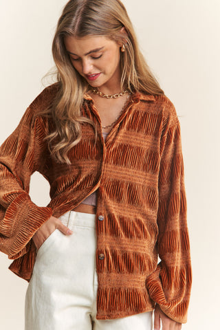 Pumpkin Spice Velvet Smocked Top | JQ Clothing Co.