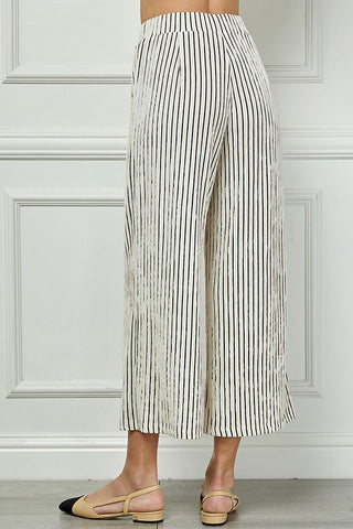 Stripe Cropped Wide-Leg Pan Set