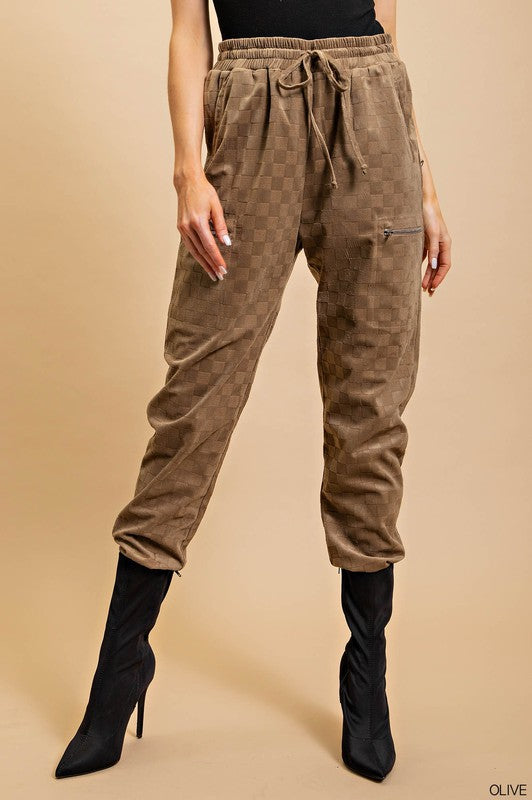 Checker Velvet Burnout Jogger Pant | JQ Clothing Co.