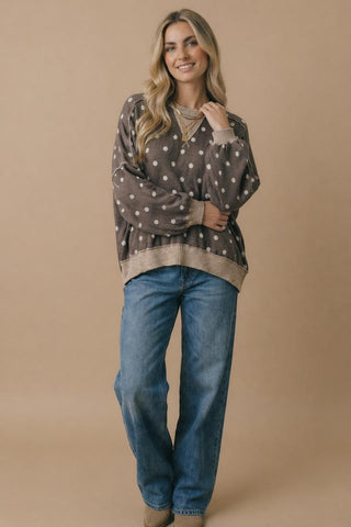 Curvy Patchwork Oversized Pullover Top