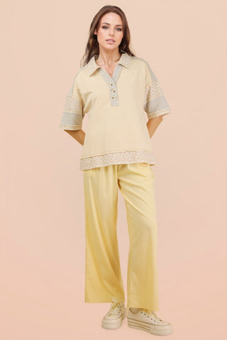 Oversized Half Button-Down Collared Top