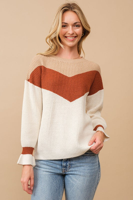 Chevron Colorblock Knitted Sweater | JQ Clothing Co.