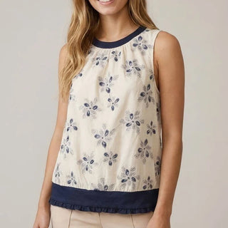 Floral Mini Ruffle Button Top