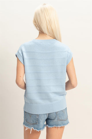 Textured Round Neck Dolman Sleeve Top