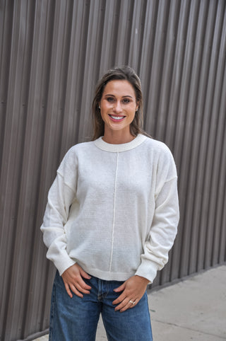 Front Seam Crew Neck Sweater