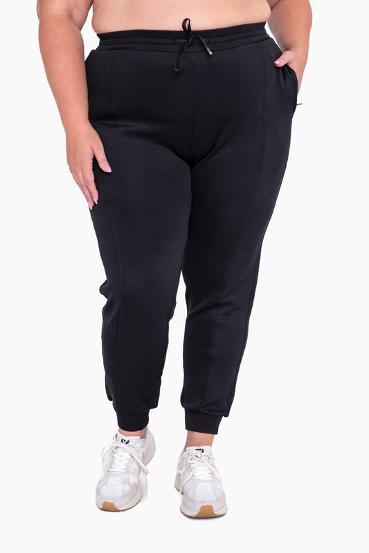 CURVY Cuffed Joggers with Zippered Pockets