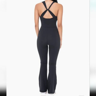 Cross Knot Back Flared Jumpsuit