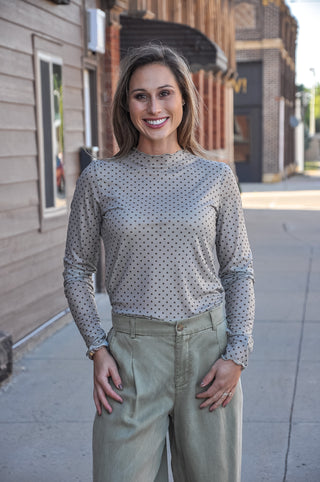 Merrow Edge Polka Dot Mesh Layering Top in Sage