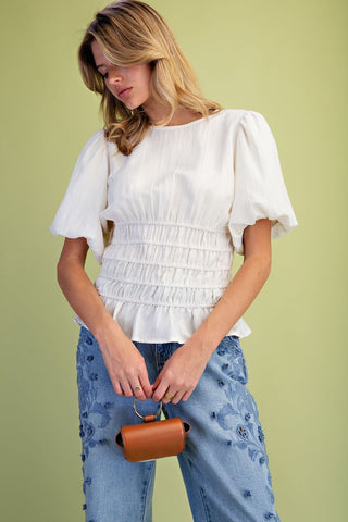 Darling Ivory Bubble Sleeve SS Top