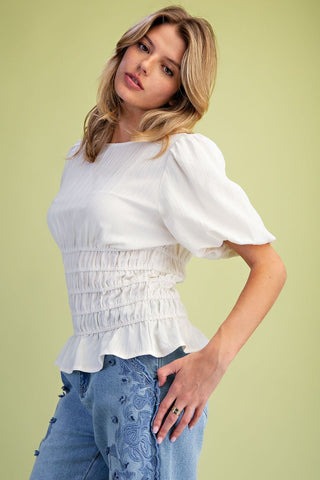 Darling Ivory Bubble Sleeve SS Top