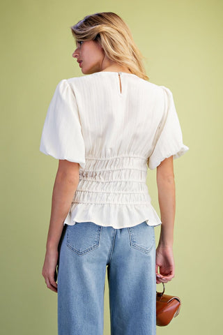 Darling Ivory Bubble Sleeve SS Top