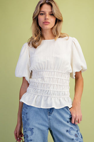 Darling Ivory Bubble Sleeve SS Top