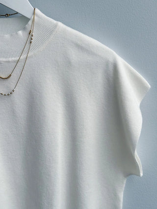 Mock Neck Short Sleeve Knit Top