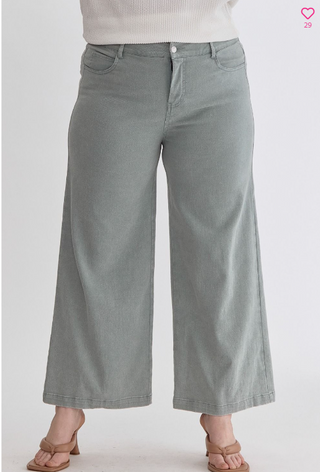 Curvy Seafoam HW Wide Leg Pant