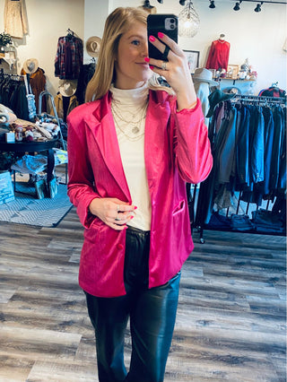 The Pretty in Pink Velvet Blazer | JQ Clothing Co.