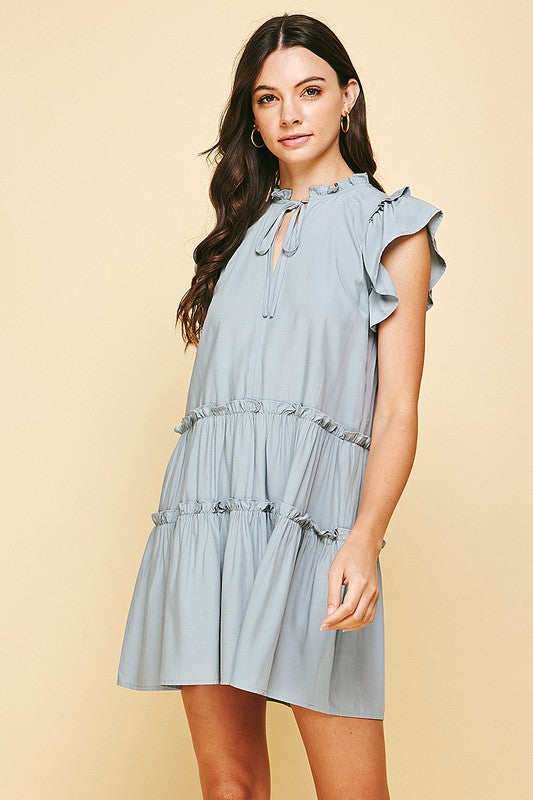 Dusty Blue Babydoll Dress | JQ Clothing Co.