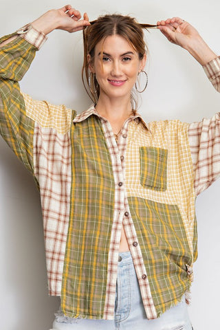 Patchwork Plaid Button Down | JQ Clothing Co.