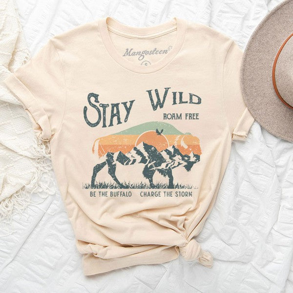 Stay Wild Sunset Bison T-shirt | JQ Clothing Co.