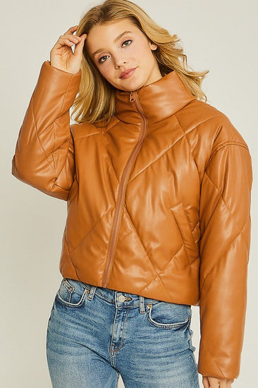 Jagger Faux Leather Puffer Jacket | JQ Clothing Co.