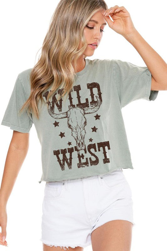 Wild West Skull Graphic Crop Tee | JQ Clothing Co.