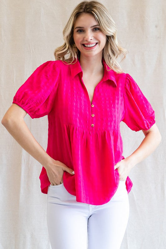 Collared Classic Henley Blouse | JQ Clothing Co.