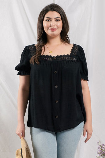 Squared Up Lace Curvy Top | JQ Clothing Co.