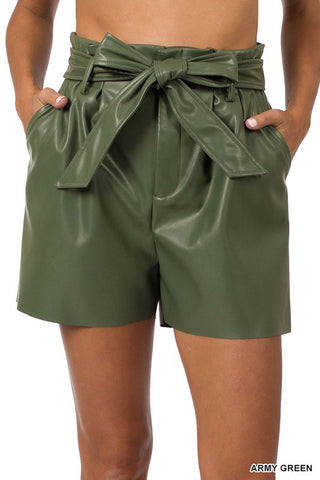 Faux Leather Paperbag Shorts | JQ Clothing Co.