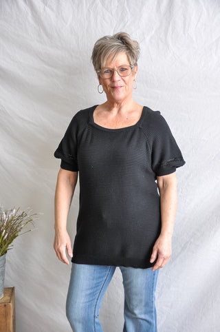 Basic Black Curvy Short Sleeve Top