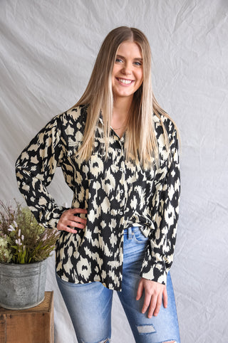 Black And White Print Blouse