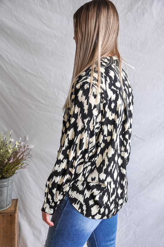 Black And White Print Blouse