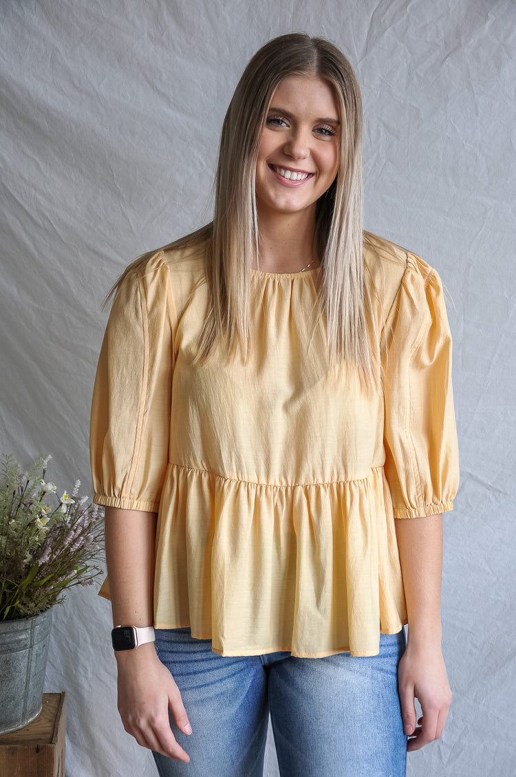 Buttered Up Babydoll Half Sleeve Blouse