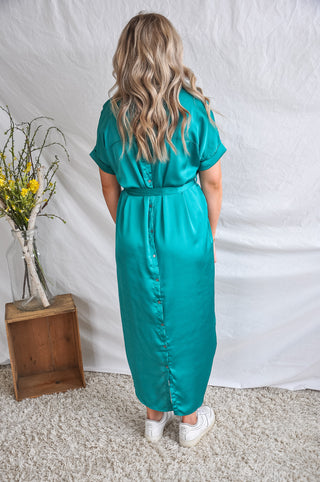 Button Back Satin Maxi | JQ Clothing Co.