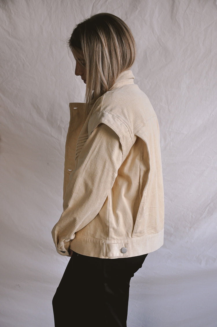 Pintuck Detailed Corded Rider Jacket | JQ Clothing Co.