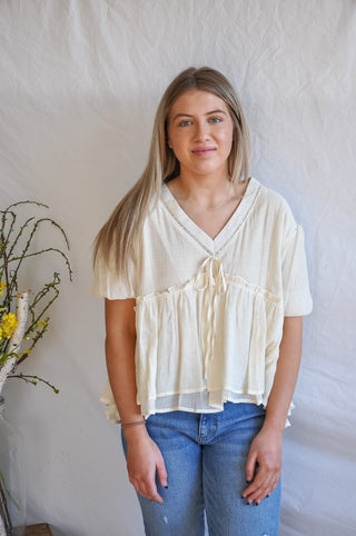 Cream Detailed Blouse | JQ Clothing Co.