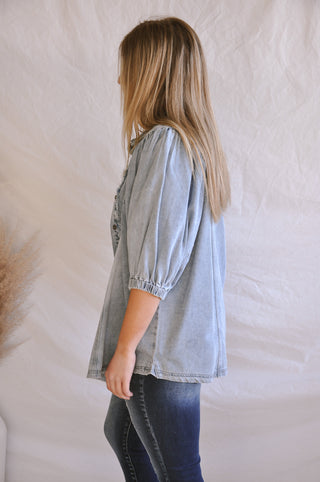 Dare You Denim Blouse | JQ Clothing Co.