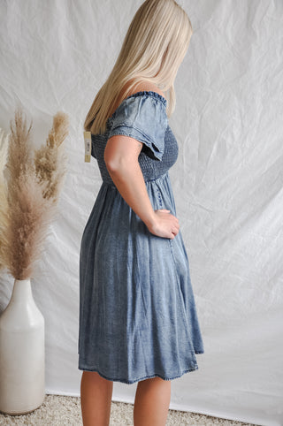 Smocked Top Chambray Dress | JQ Clothing Co.