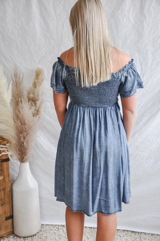 Smocked Top Chambray Dress | JQ Clothing Co.