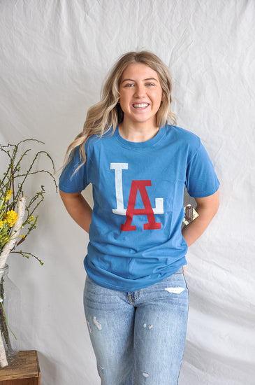 LA Angels Archive Graphic Blue tee | JQ Clothing Co.