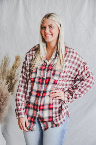 Multi-Plaid Destroyed Hem Flannel | JQ Clothing Co.