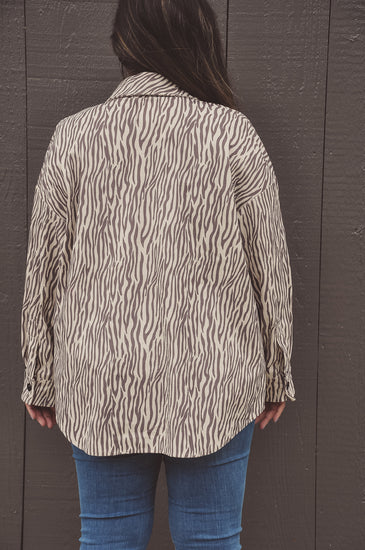 Taupe-ally Zebra Shacket | JQ Clothing Co.