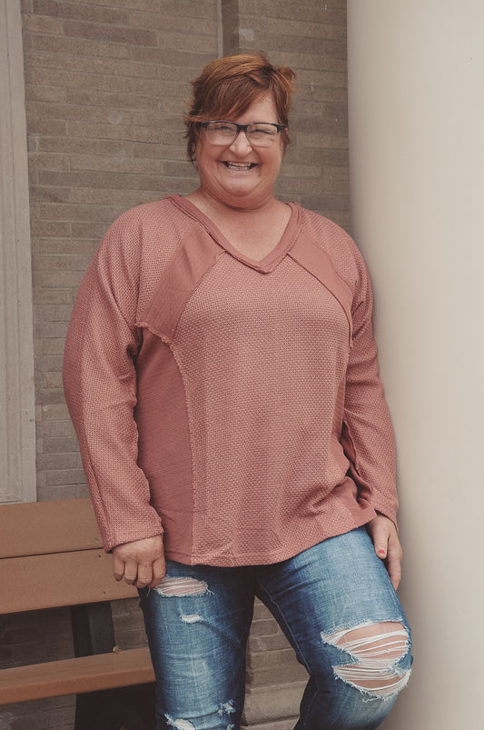 Texture Contrast Curvy Top | JQ Clothing Co.