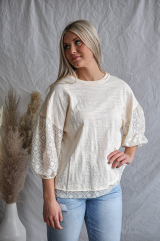 Peekaboo Cream Blouse | JQ Clothing Co.