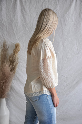 Peekaboo Cream Blouse | JQ Clothing Co.